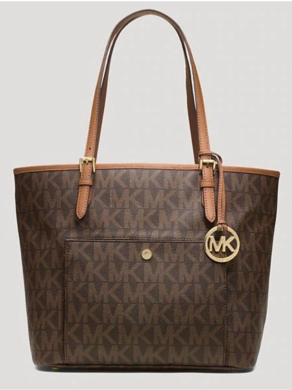 AUTHENTIC MICHAEL KORS Leather Trim Medium Signature Tote Bag NWOT